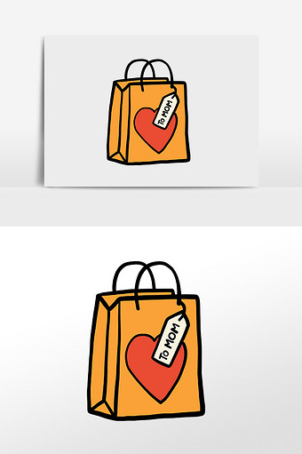 卡通可爱礼物袋手绘元素插画图片下载