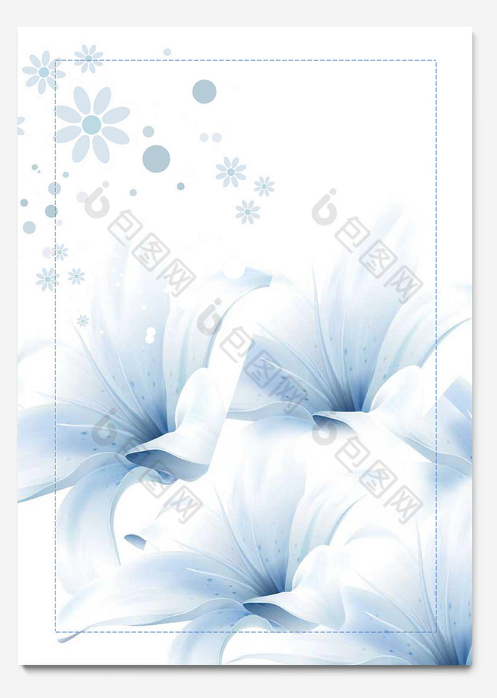 简约蓝色花朵word感谢信信纸背景模板