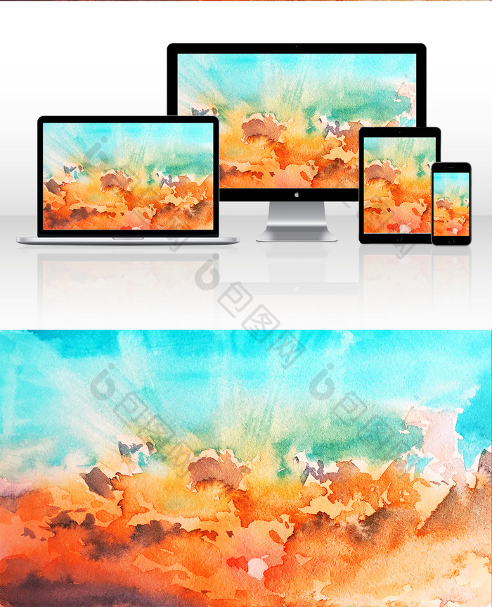 暖色调夏日夕阳水彩手绘素材 图片下载 包图网 暖色调夏日夕阳水彩手绘素材 图片下载 包图网