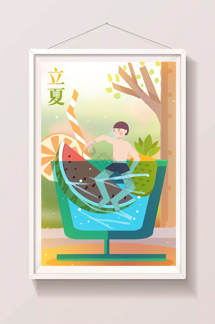 清凉治愈系24节气夏天夏季立夏插画图片