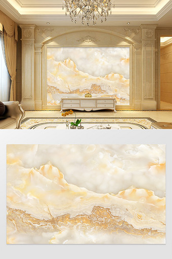 高清3D大理石纹山水花日出背景墙水云图片