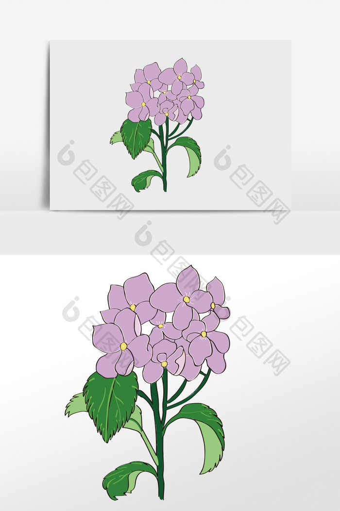 紫色卡通小花元素
