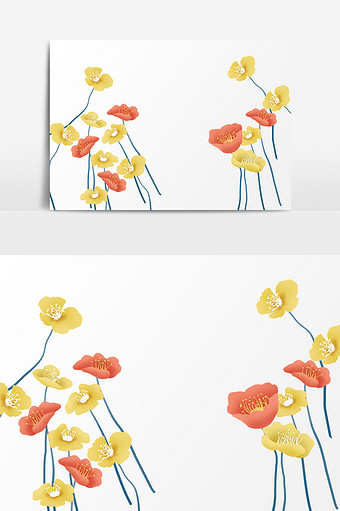 唯美花朵插画元素图片