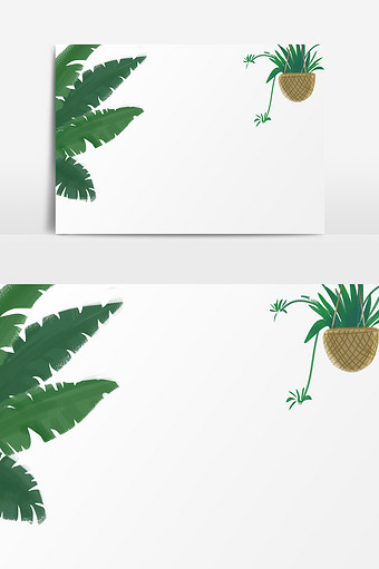 绿色植物插画元素图片