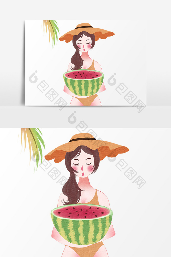 夏季手绘人物插画元素