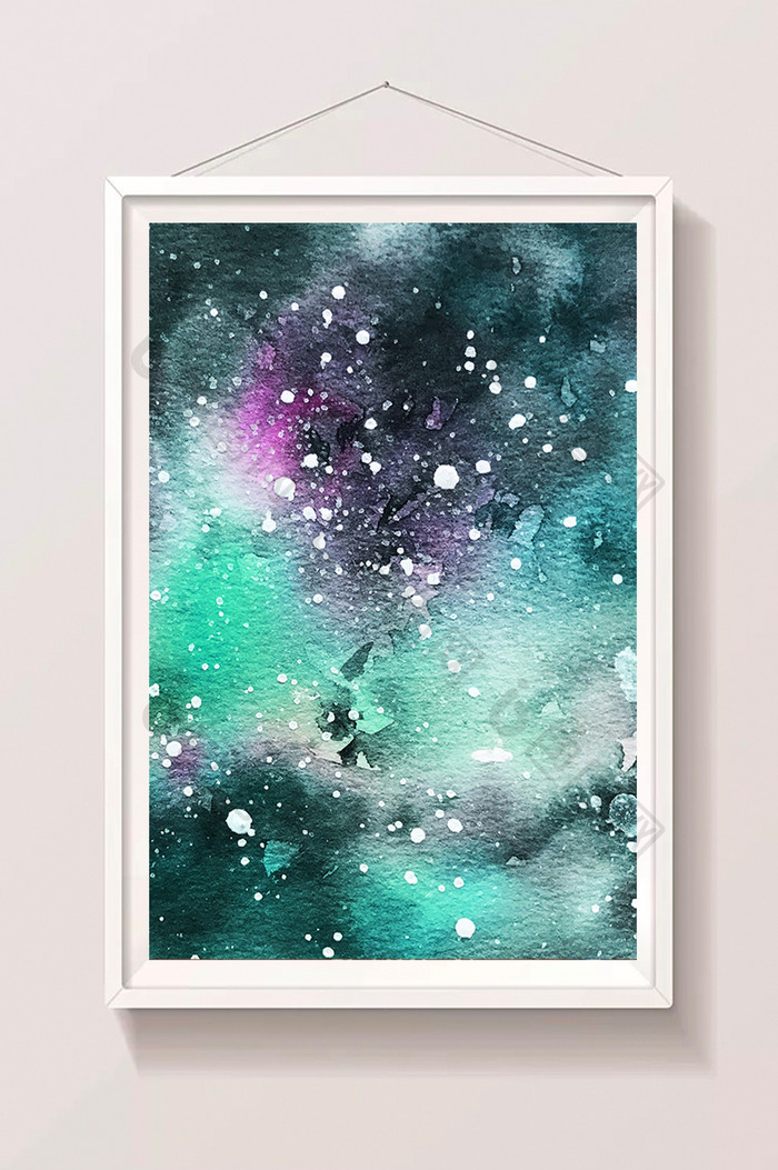 绿色夏夜星空水彩手绘插画素材 图片下载 包图网