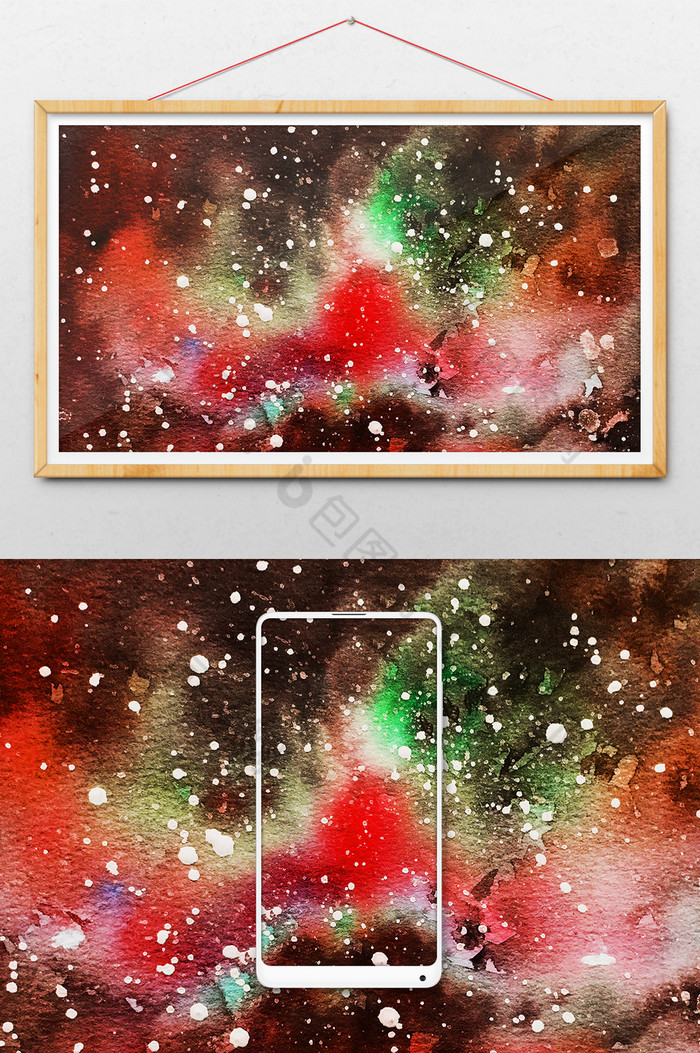 红色夏夜星空水彩手绘素材 图片下载 包图网