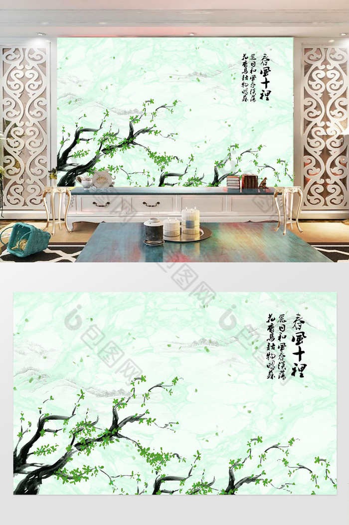 风景装饰画中国风装饰画手绘图片