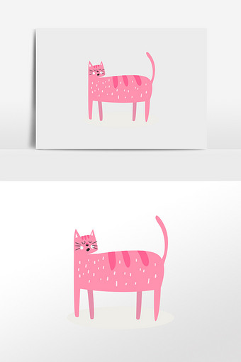 粉色可爱猫插画元素图片