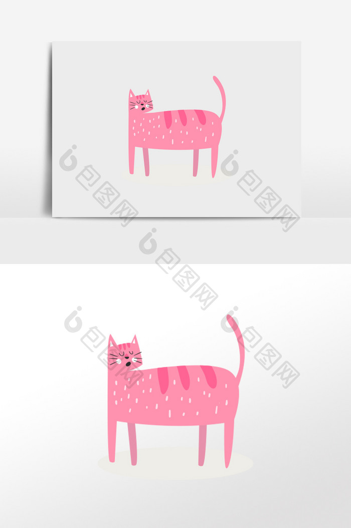粉色可爱猫插画元素