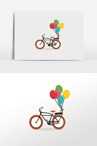 卡通自行车插画元素图片