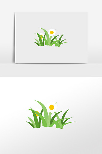 卡通绿草插画元素图片下载