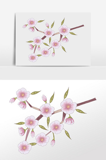 小清新手绘花朵树枝素材图片