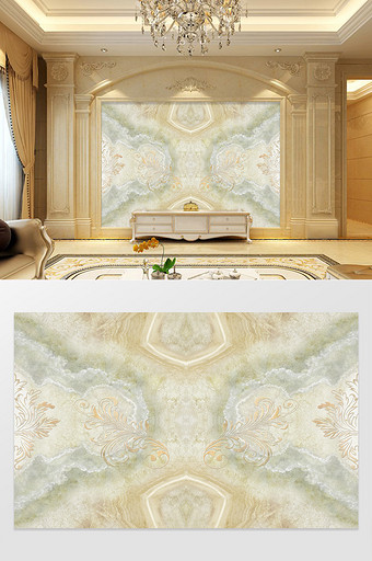 高清3d大理石立体花纹客厅电视背景墙设计图片