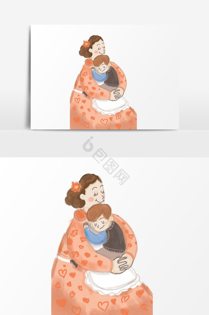 母亲节温馨画面插画图片