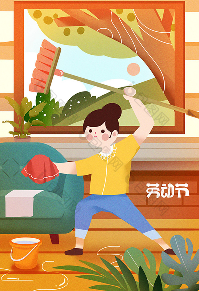 五一劳动节努力劳动插画图片-包图网