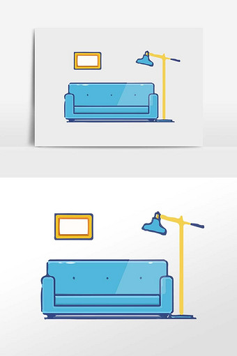 沙发家具图标扁平元素插画图片
