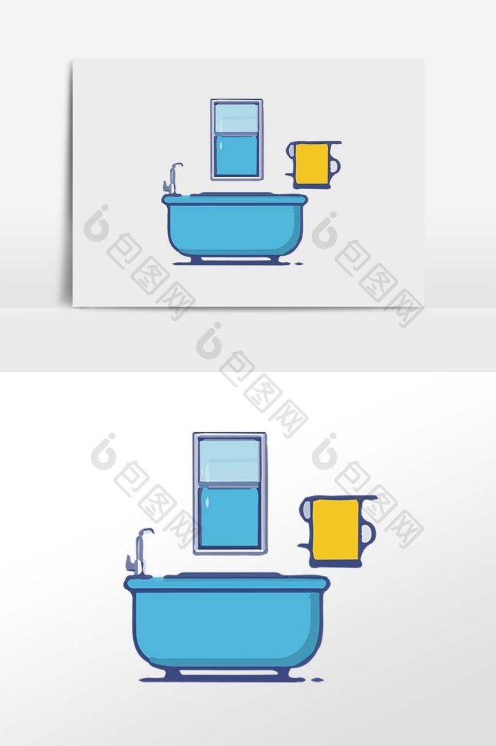 浴缸家具图标扁平元素插画