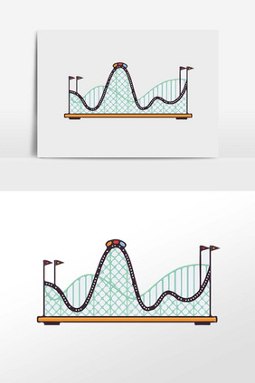 过山车乐园景观元素插画