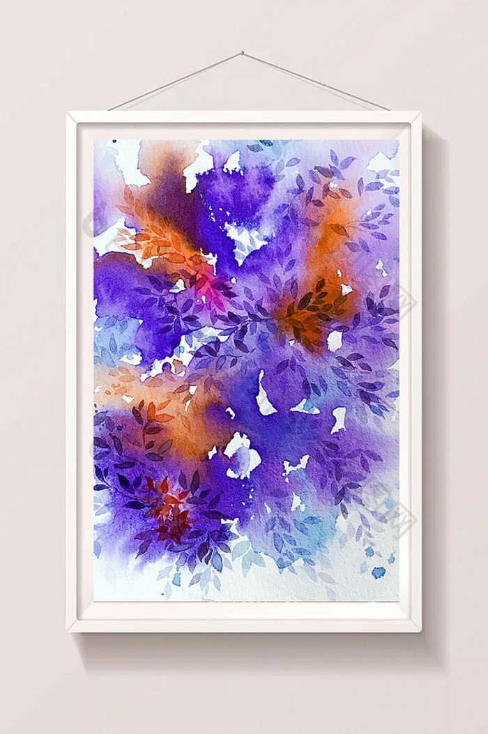 紫色清新花团花丛水彩手绘背景素材
