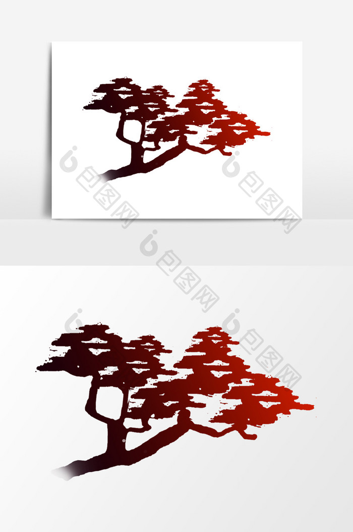 红色树木设计素材