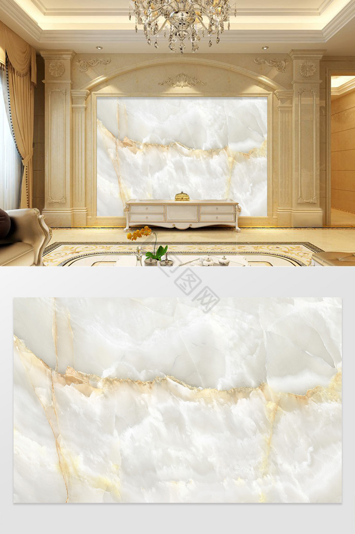 高清3D大理石纹山水花日出背景墙印象山图片