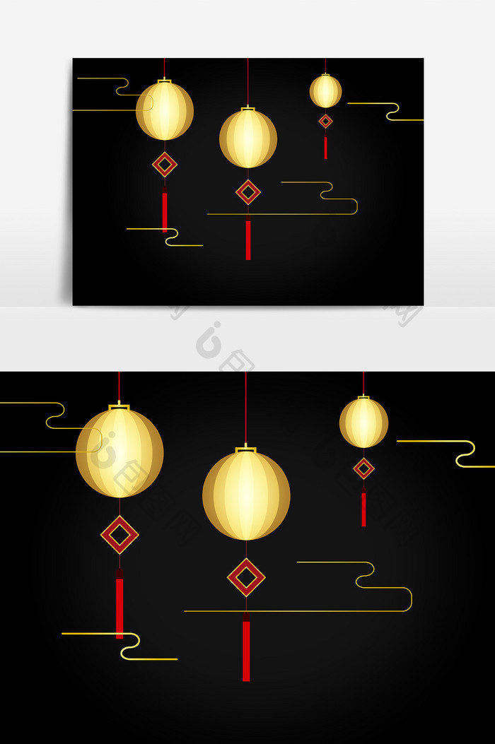 中式中国风创意灯笼元素