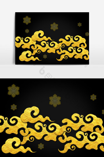 中式创意金色质感喜庆云朵元素图片