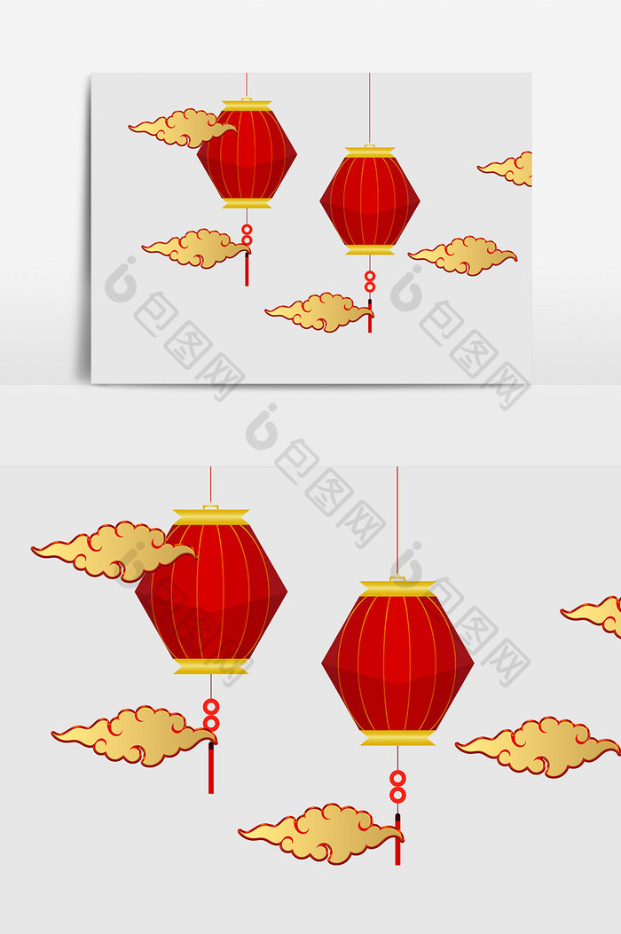 中式中国风几何创意灯笼元素