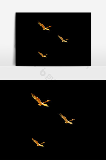 金色飞鸟元素素材图片