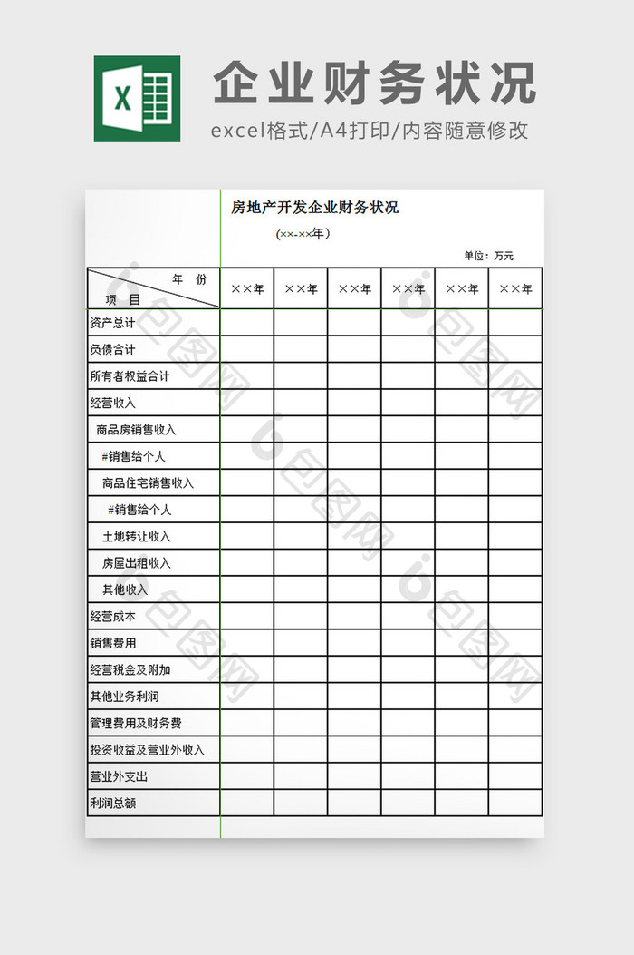 企业财务状况excel模板