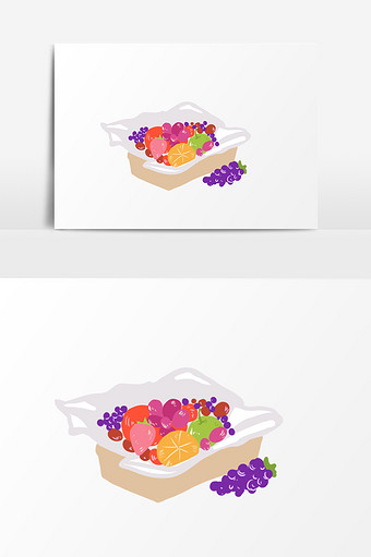 手绘水果篮插画元素图片