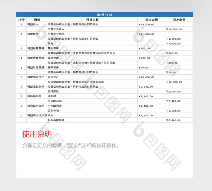 现金流量系统excel模板