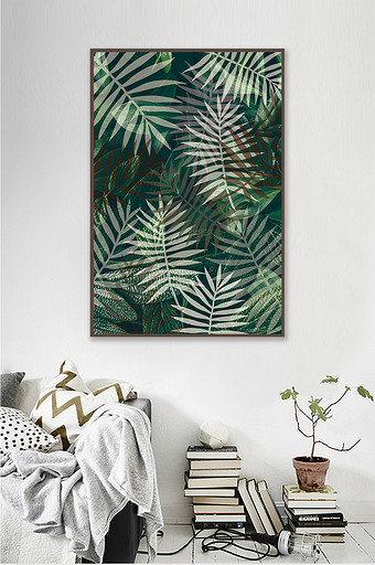 北欧风现代简约绿色热带植物装饰画图片