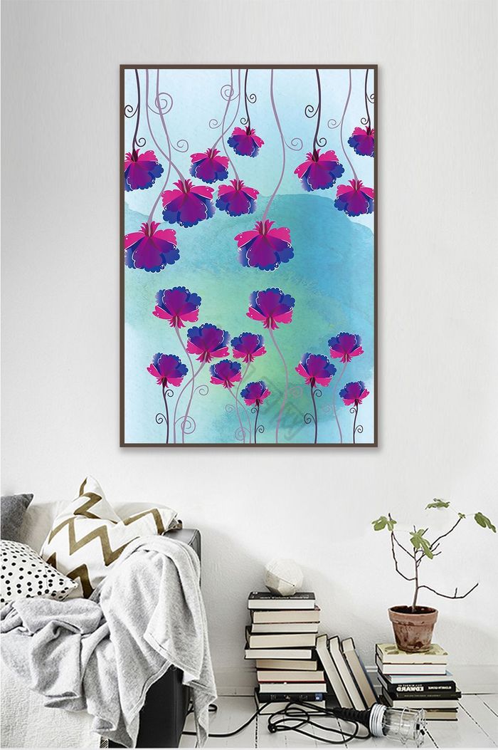 现代彩色植物花卉装饰画客厅装饰画图片