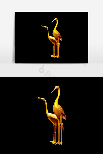金色仙鹤元素素材图片
