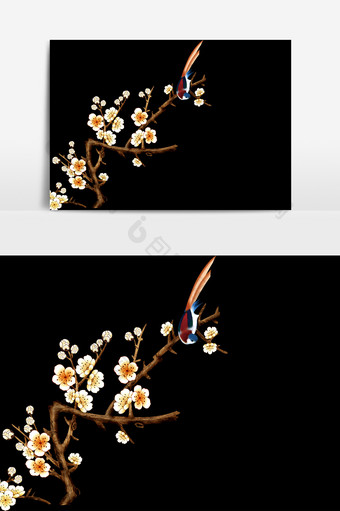 古典梅花装饰元素素材图片