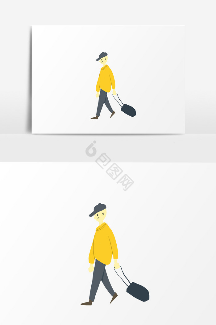 拉行李人物插画图片