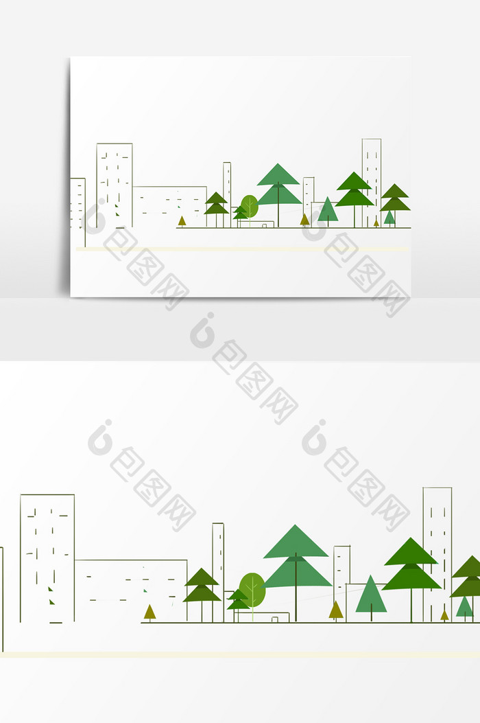 创意手绘树木插画元素