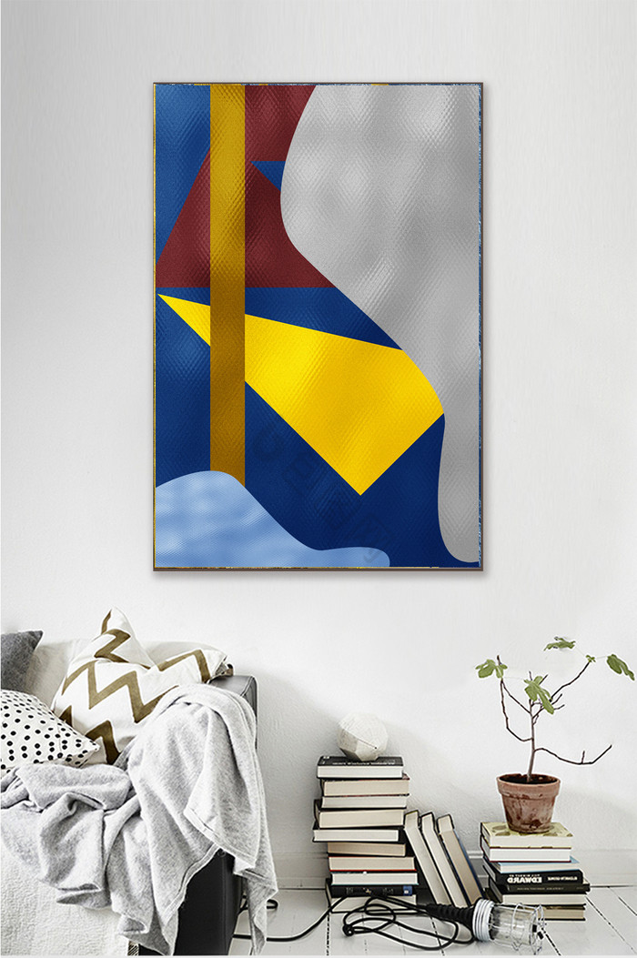 北欧风格金色客厅现代抽象几何装饰几何形体图片