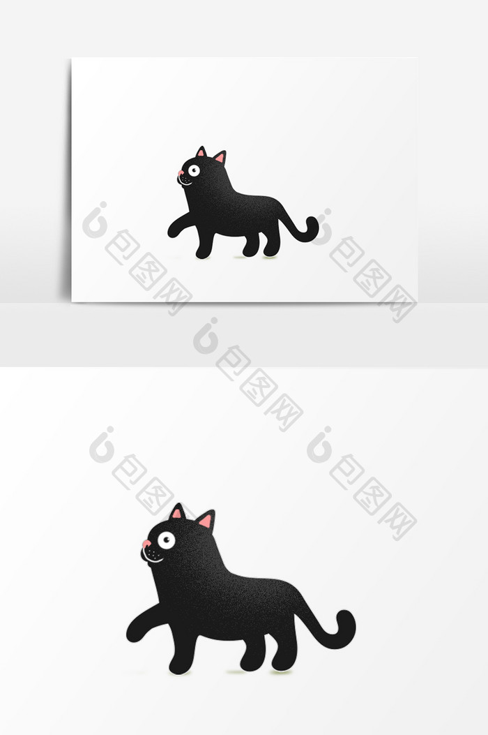 黑色猫咪插画元素