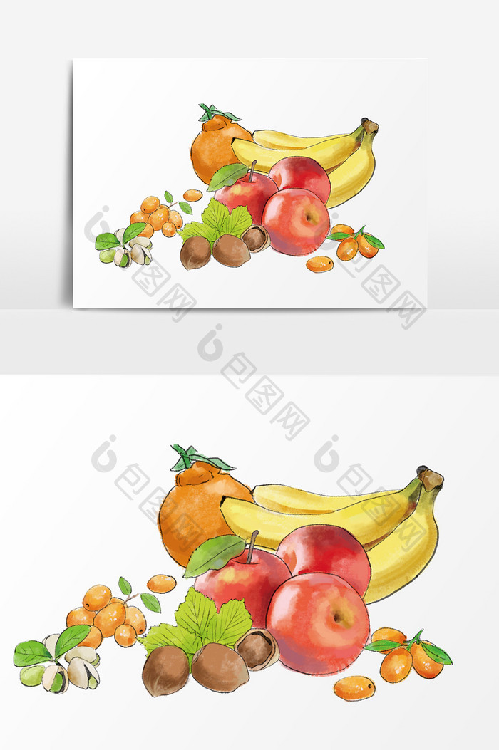 新鲜水果插画元素