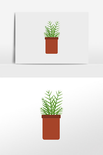 卡通绿色植物插画元素图片