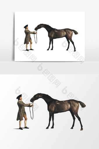 欧美牵马人物元素素材图片