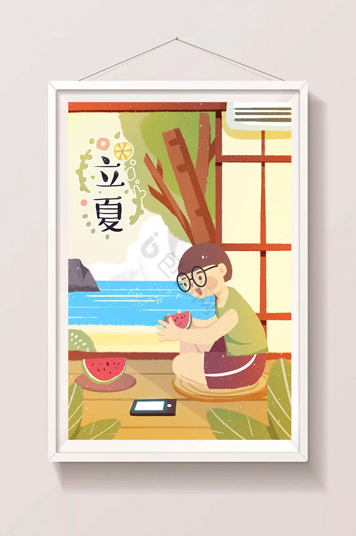 清凉清爽24节气夏季夏天立夏插画图片