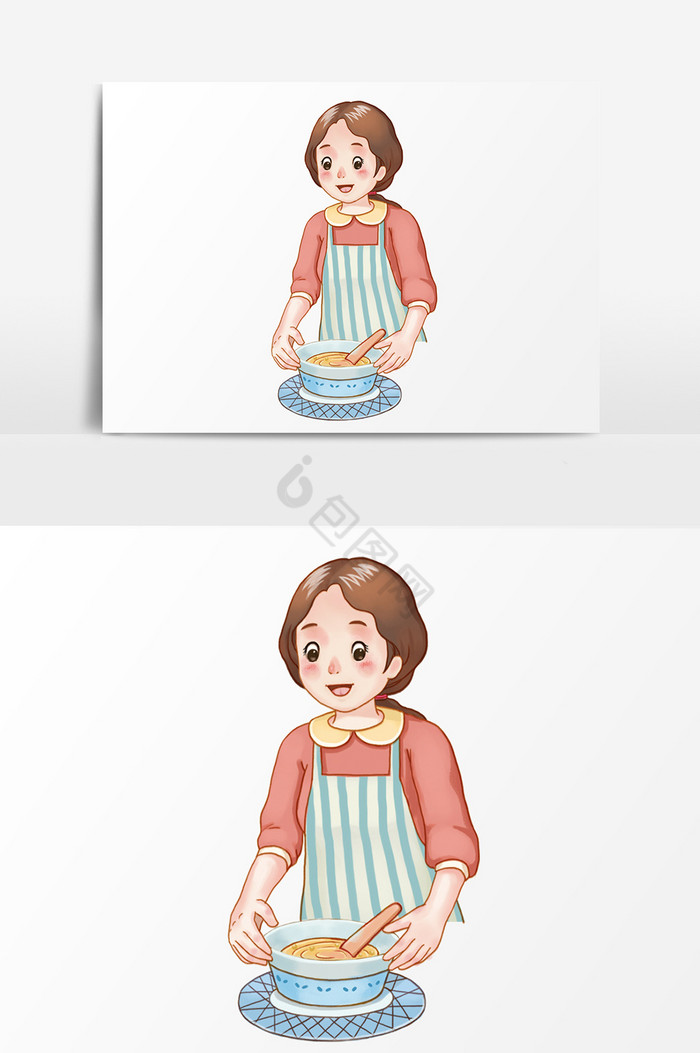 做饭人物插画