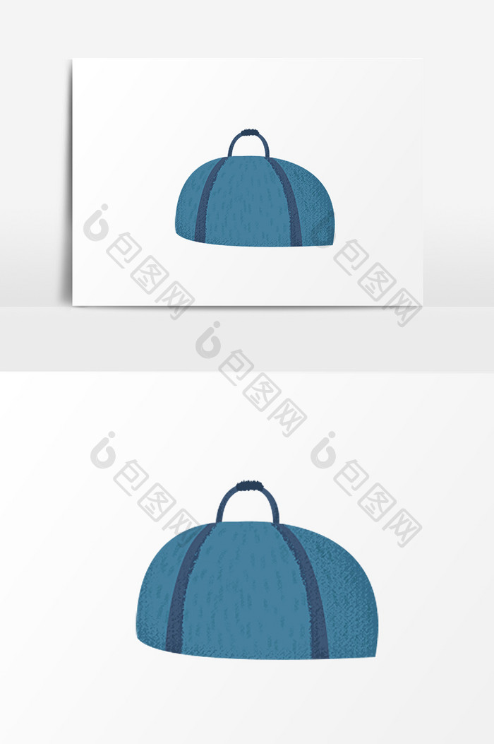 蓝色行李包插画元素