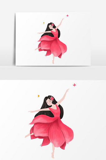 唯美舞蹈人物插画元素图片