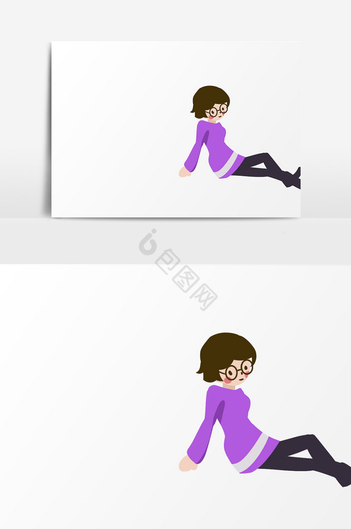 紫衣小女孩插画图片