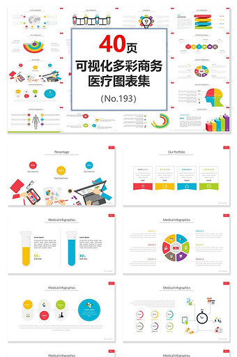 可视化多彩商务医疗汇报ppt图表集图片